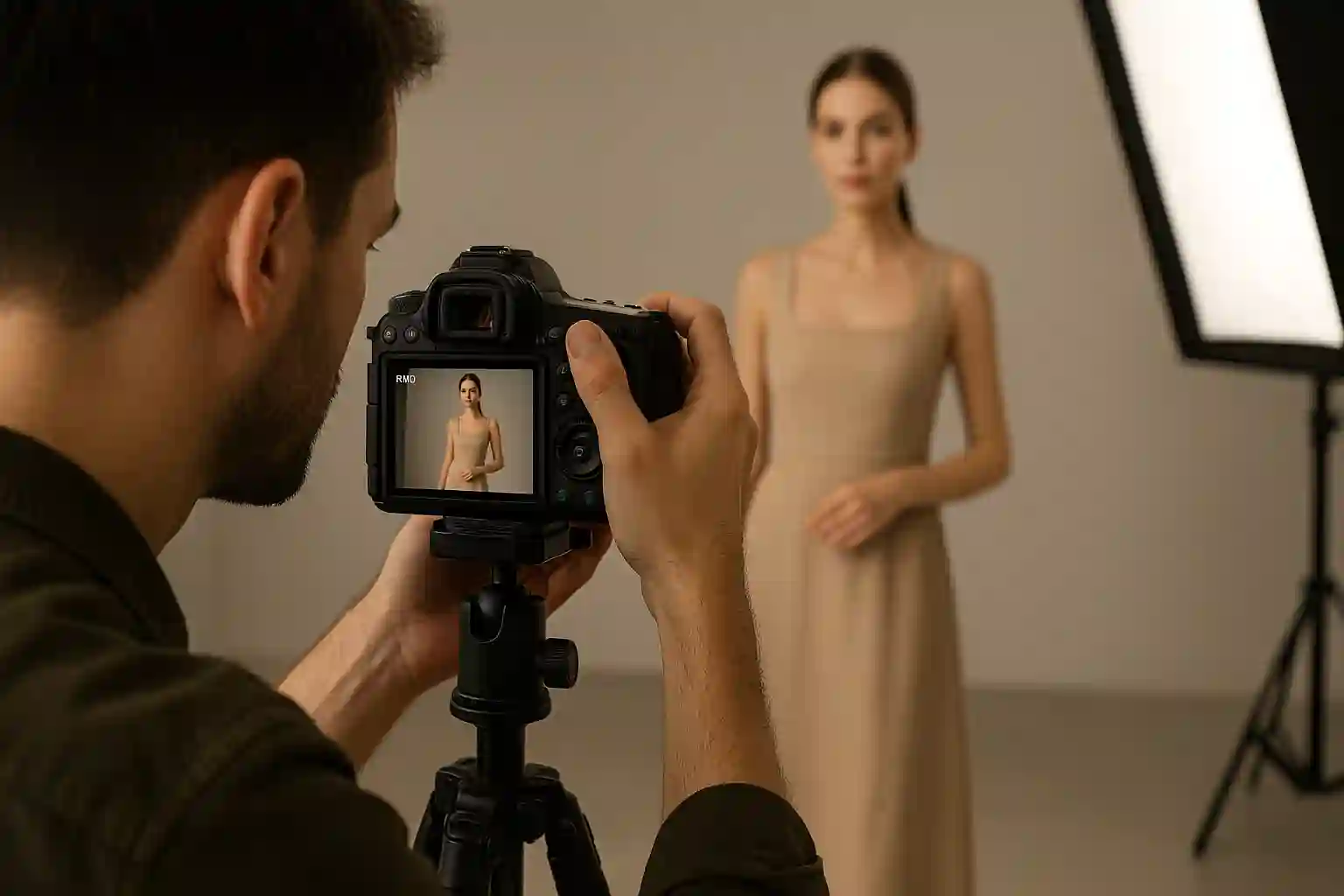 High-end photo retouching displayed on a computer screen showing an example of RAW file editing using advanced color grading and tonal adjustments